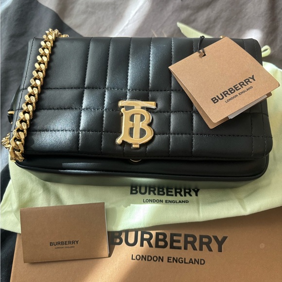 Burberry Handbags - Burberry Black Quilted Shoulder Lola Bag with Gold Chain